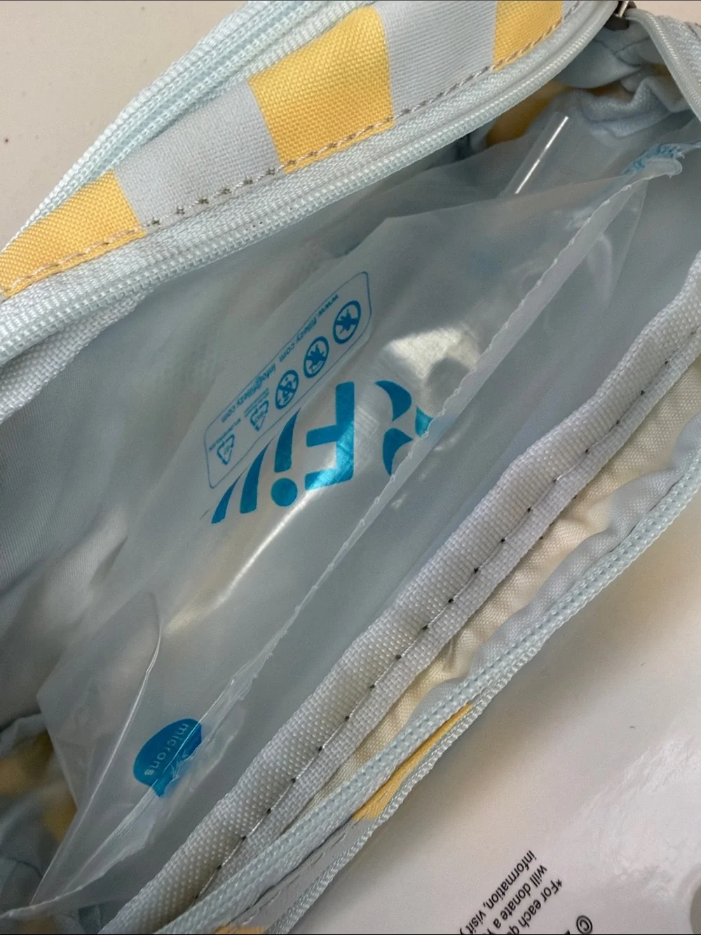 Yoobi Yellow, Light Blue & Pink Heart Striped Pencil Case multiple pockets uses